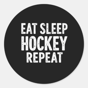 Sticker Rond Mangez Sleep Hockey Répéter Festif Sports d'hiver