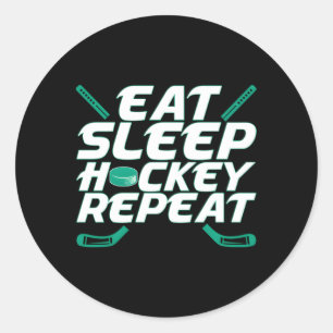 Sticker Rond Mangez Sleep Hockey Répéter Thème Jeune Fanatique