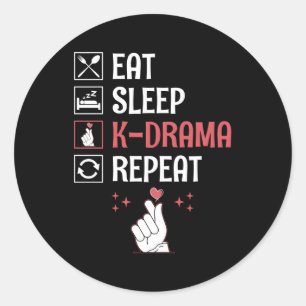 Sticker Rond Mangez Sleep K-Drama Répéter Coréen Drama Oppa Fin