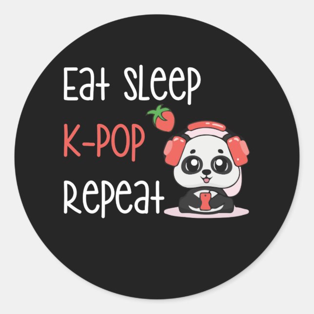 Sticker Rond Mangez Sleep K-Pop Répéter KPop Panda (Devant)
