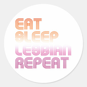 Sticker Rond Mangez Sleep Lesbian Repeat