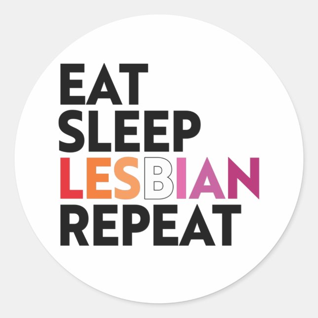 Sticker Rond Mangez Sleep Lesbian Repeat (Devant)