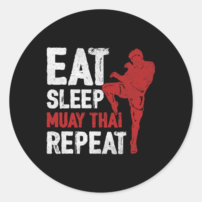 Sticker Rond Mangez Sleep Muay Thai Répéter Thai Boxe Mixed mar (Devant)