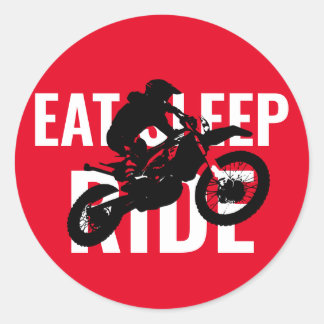 Sticker Rond Mangez Sleep Ride Motocross Moto Sport Pop Art