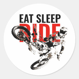 Sticker Rond Mangez Sleep Ride Motocross Moto Sport Pop Art