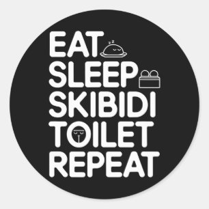 Sticker Rond Mangez Sleep Skibidi Toilet Répéter Mème drôle Vin
