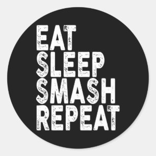Sticker Rond Mangez Sleep Smash Répéter Badminton Tee