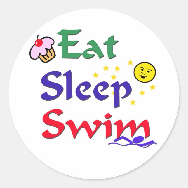 Sticker Rond Mangez Sleep Swim (Devant)