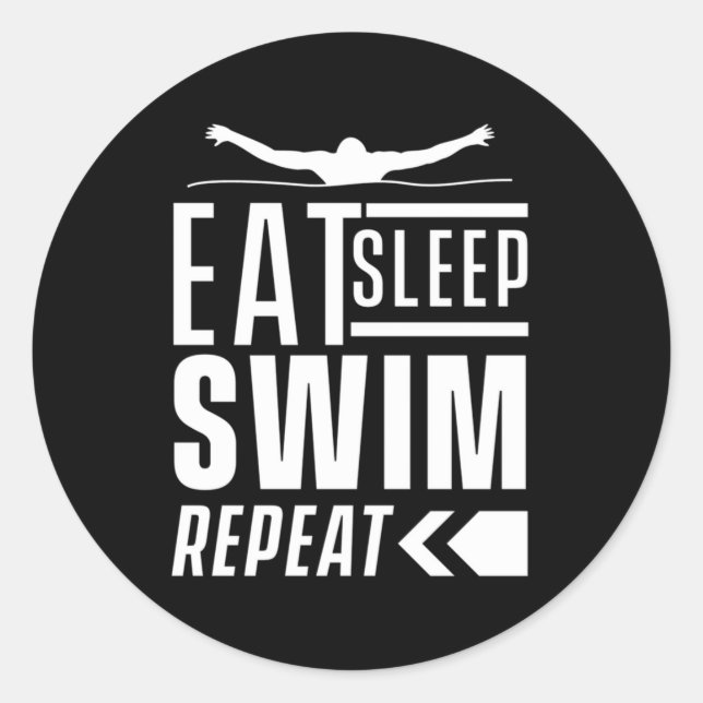 Sticker Rond Mangez Sleep Swim Répéter (Devant)