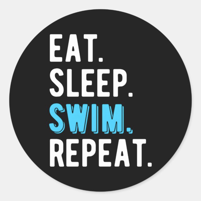 Sticker Rond Mangez Sleep Swim Répétez Swimmer (Devant)