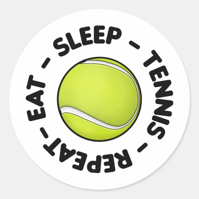 Sticker Rond Mangez Sleep Tennis Répéter avec Ball (Devant)