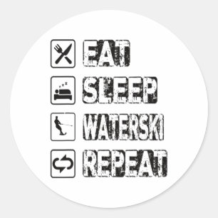 Sticker Rond Mangez Sleep Waterski Répéter Waterski Water Ski W