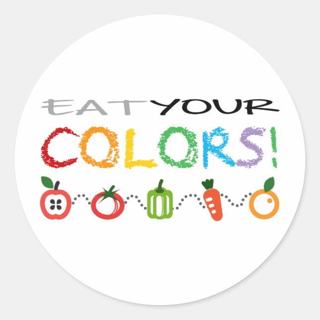 Sticker Rond Mangez Vos Couleurs ! (Devant)