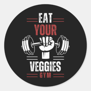 Sticker Rond Mangez Vos Légumes Végétalien Fitness Gym Entraîne