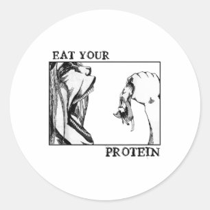 Sticker Rond Mangez votre Protein Funny Gymer