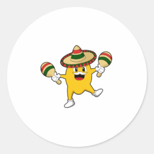 Sticker Rond Mango comme musicien avec Maraca
