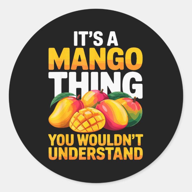 Sticker Rond Mango Costume For Men Women Kids Fruit Mango Lover (Devant)