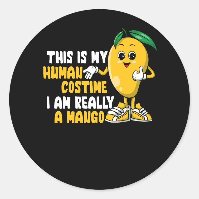 Sticker Rond Mango Fruit Halloween Mango Costume humain Je suis (Devant)