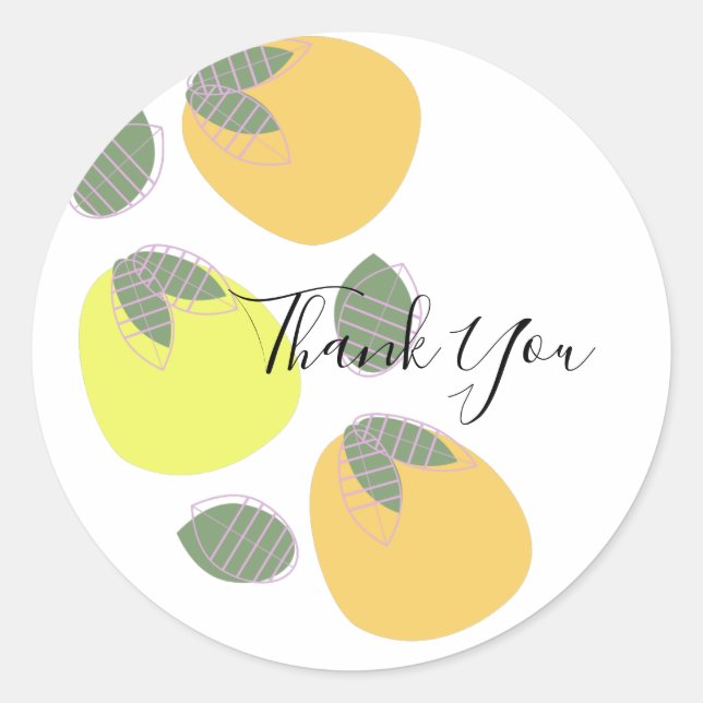 Sticker Rond Mango mignonne Merci aux fruits jaunes orange (Devant)