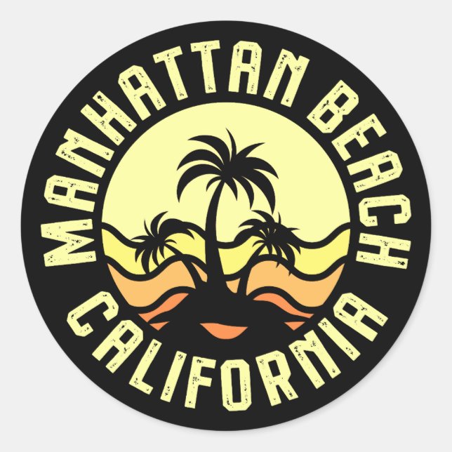 Sticker Rond Manhattan Beach, Californie (Devant)