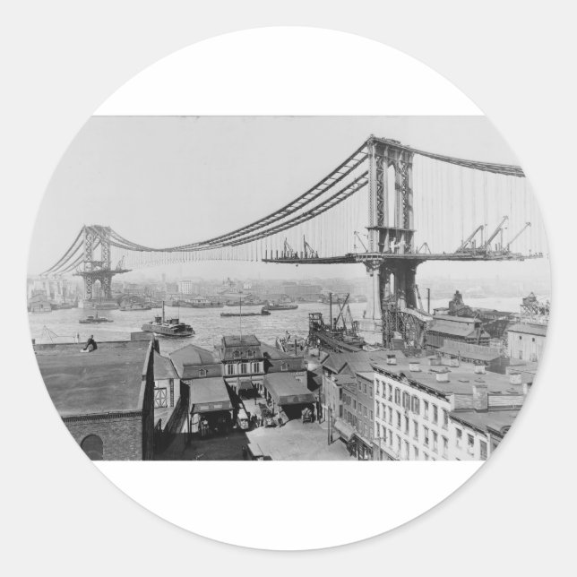 Sticker Rond Manhattan Bridge Imprimé original Construction 190 (Devant)