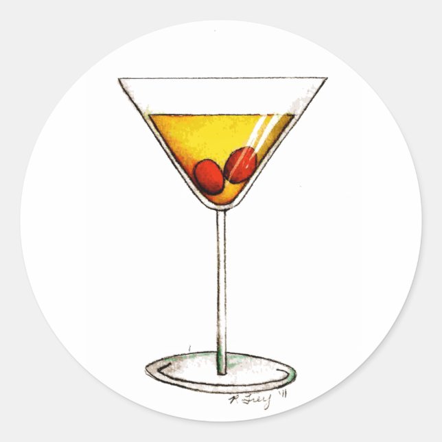 Sticker Rond Manhattan New York City NYC Cocktail de boisson mi (Devant)