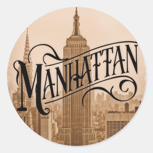 Sticker Rond Manhattan NYC vintage (Devant)