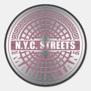 Sticker Rond Manhole Covers Manhattan