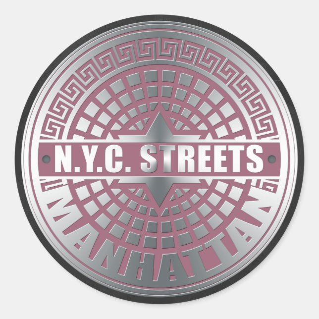 Sticker Rond Manhole Covers Manhattan (Devant)