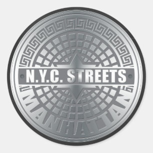 Sticker Rond Manhole Covers Manhattan