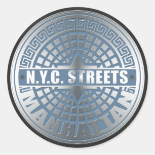 Sticker Rond Manhole Covers Manhattan