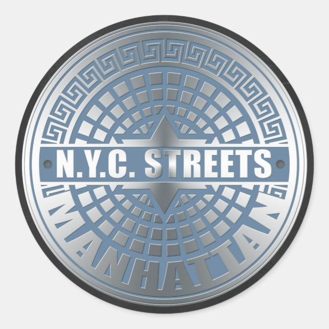 Sticker Rond Manhole Covers Manhattan (Devant)