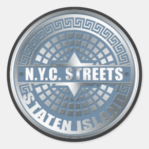 Sticker Rond Manhole Staten Island Blue