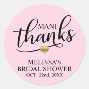 Sticker Rond Mani Merci Baby shower nuptiale rose ongle polonai