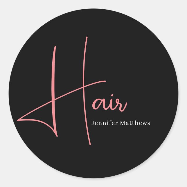 Sticker Rond Manicuriste moderne glam rose néon (Devant)