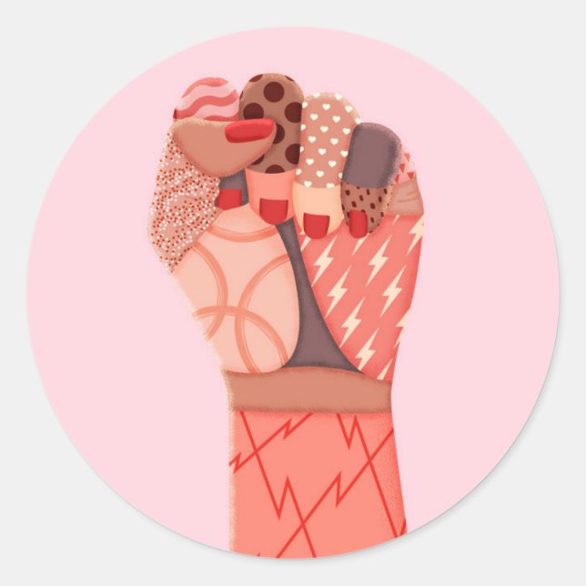 Sticker Rond Manifestation de femmes d'art moderne (Devant)