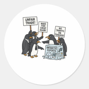 Sticker Rond Manifestation de pingouins contre les tarifs douan