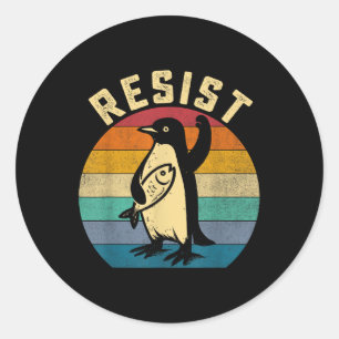 Sticker Rond Manifestation de Pingouins Contre Tari