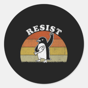 Sticker Rond Manifestation de Pingouins Contre Tari