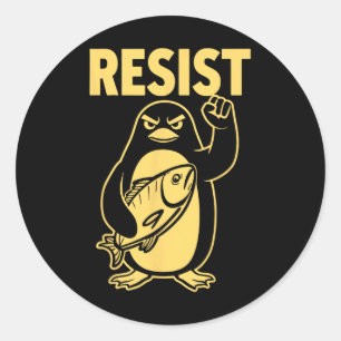 Sticker Rond Manifestation de Pingouins Contre Tari