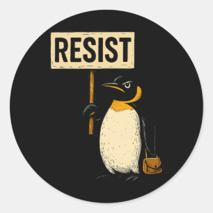 Sticker Rond Manifestation de Pingouins Contre Tari