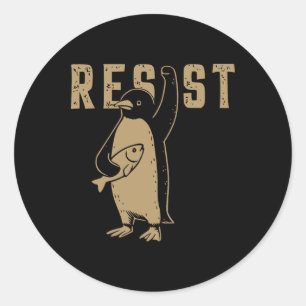 Sticker Rond Manifestation de Pingouins Contre Tari