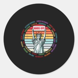 Sticker Rond Manifestation vintage anti-Trump mains levées