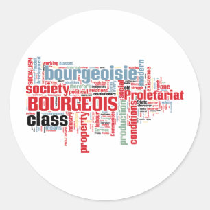 Sticker Rond Manifeste communiste contre le nuage du mot