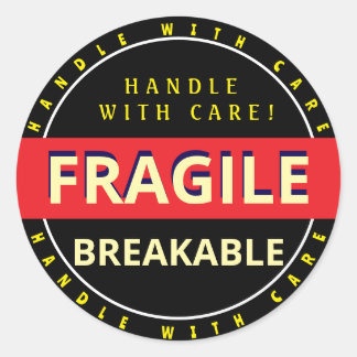 Sticker Rond Manipuler avec soin Objets fragiles cassables