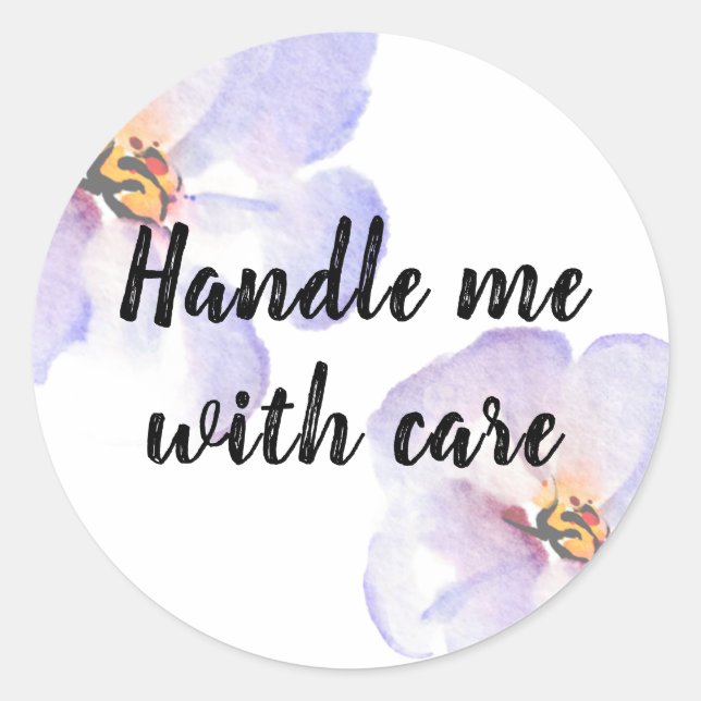Sticker Rond Manipulez-moi avec soin - Fleur aquarelle délicate (Devant)