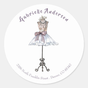 Sticker Rond Mannequin tendance avec Tutu Retourner Adresse Sce