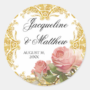 Sticker Rond Manoir du Rose Vintage parisien Mariage officiel