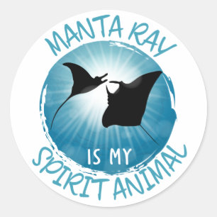 Sticker Rond Manta Ray est mon esprit animal
