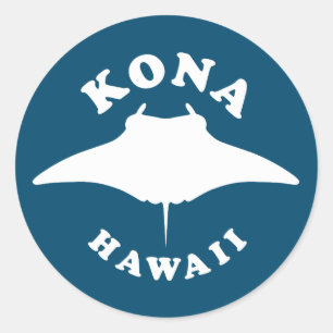 Sticker Rond Manta Ray Plongée à Kona, Hawaii